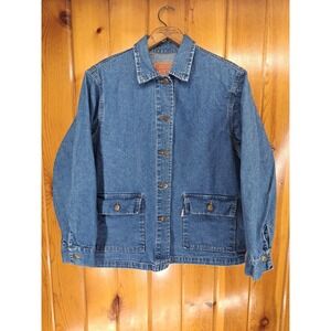 Vintage Match Women's Denim Jean Jacket Size Medium White - Red Tab Made in USA